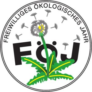 ein Logo, gefüllt mit einer Pusteblume vor den Buchstaben FÖJ